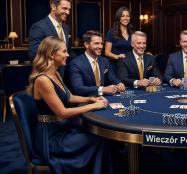 Elegancki wieczór pokerowy prowadzony przez profesjonalnego krupiera